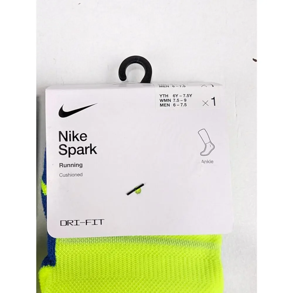 Nike Spark Ankle Running Socks 2 Pair Bundle - Volt - W7.5-9 - M6-7.5